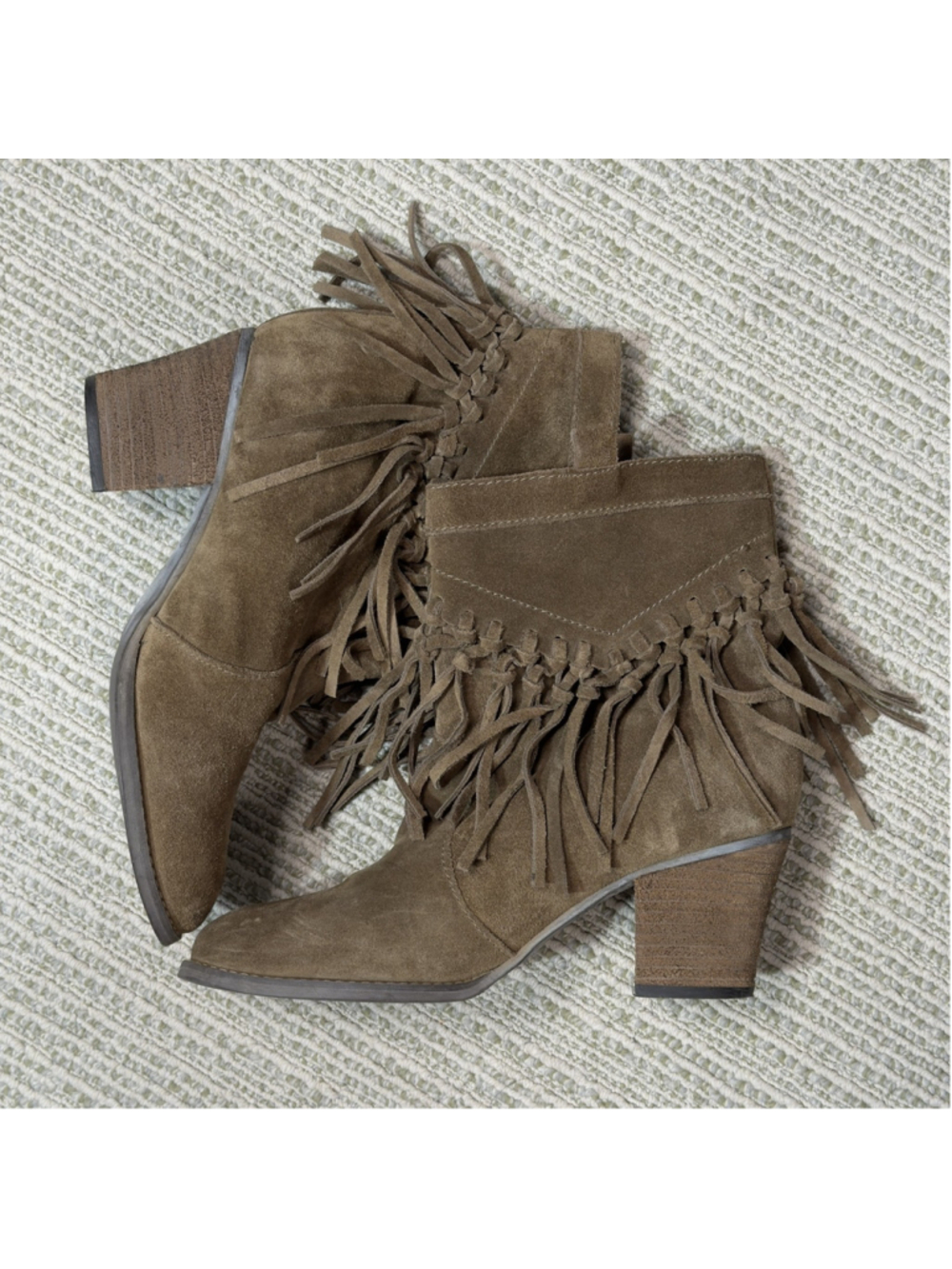 Sibecca VTG Y2K Style Leather Fringe Booties Womens 8 Bohemian Hippie Farmhouse